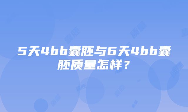 5天4bb囊胚与6天4bb囊胚质量怎样？