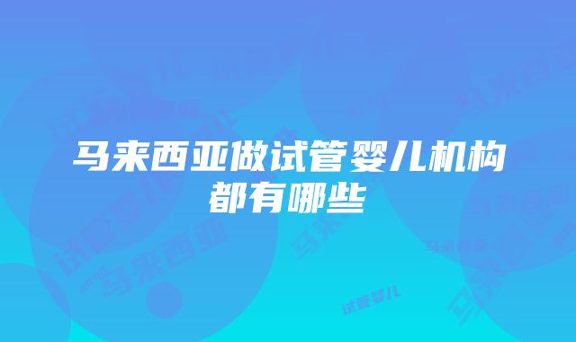 马来西亚做试管婴儿机构都有哪些