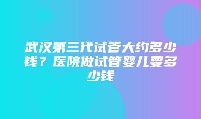 武汉第三代试管大约多少钱？医院做试管婴儿要多少钱