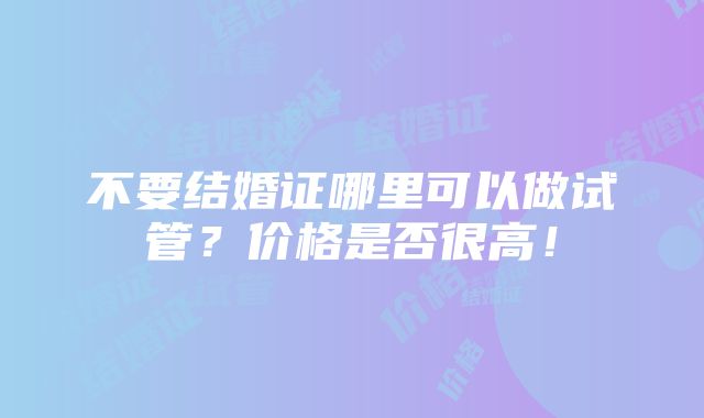 不要结婚证哪里可以做试管？价格是否很高！