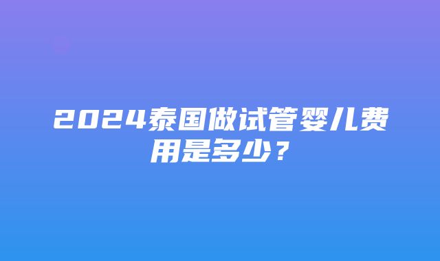 2024泰国做试管婴儿费用是多少？