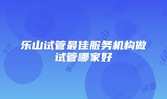 乐山试管最佳服务机构做试管哪家好