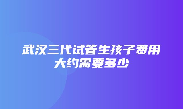 武汉三代试管生孩子费用大约需要多少