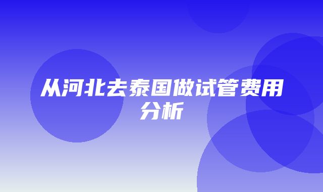 从河北去泰国做试管费用分析