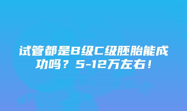 试管都是B级C级胚胎能成功吗？5-12万左右！