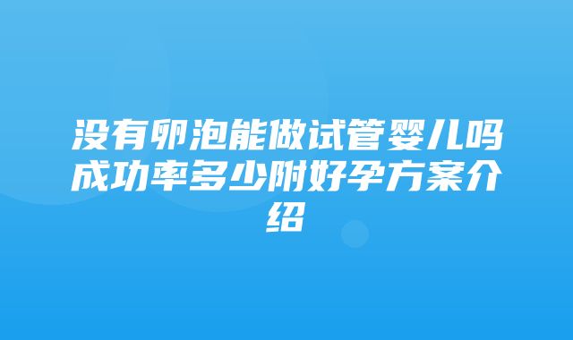 没有卵泡能做试管婴儿吗成功率多少附好孕方案介绍