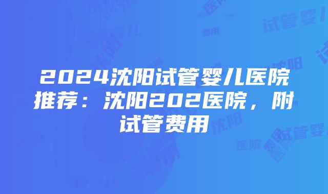 2024沈阳试管婴儿医院推荐：沈阳202医院，附试管费用