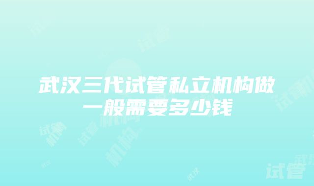 武汉三代试管私立机构做一般需要多少钱