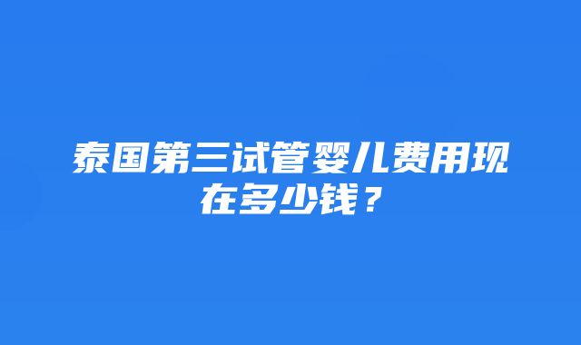 泰国第三试管婴儿费用现在多少钱？