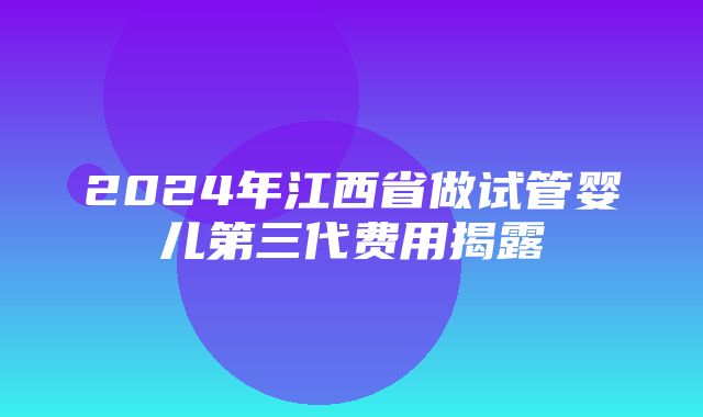 2024年江西省做试管婴儿第三代费用揭露