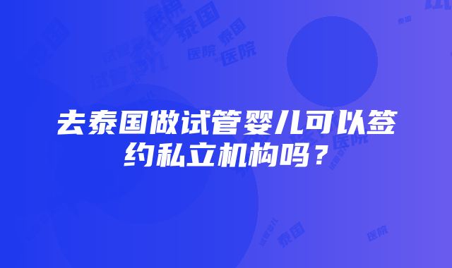 去泰国做试管婴儿可以签约私立机构吗？