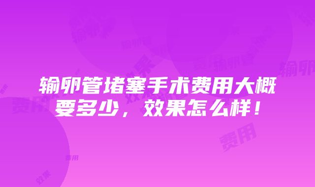 输卵管堵塞手术费用大概要多少，效果怎么样！