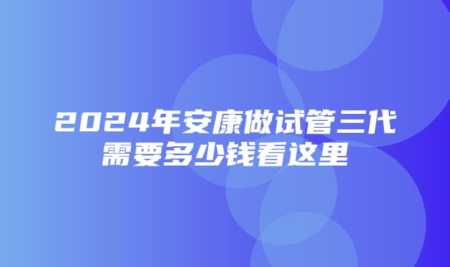 2024年安康做试管三代需要多少钱看这里