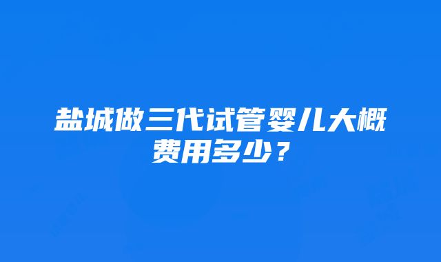 盐城做三代试管婴儿大概费用多少？