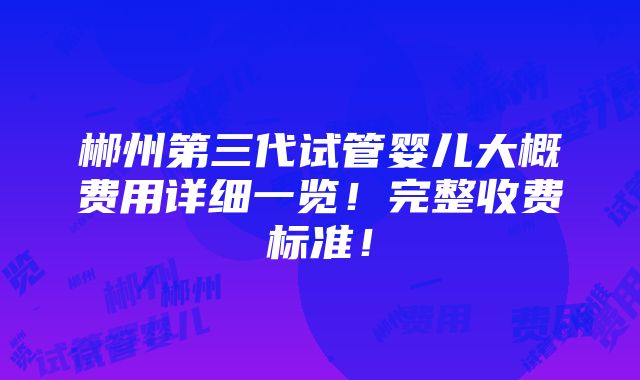 郴州第三代试管婴儿大概费用详细一览！完整收费标准！