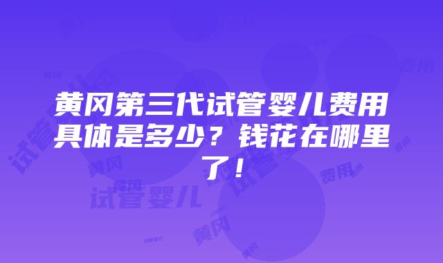 黄冈第三代试管婴儿费用具体是多少？钱花在哪里了！