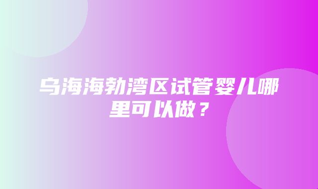 乌海海勃湾区试管婴儿哪里可以做？