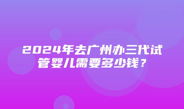 2024年去广州办三代试管婴儿需要多少钱？