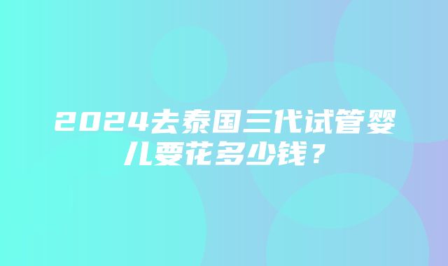 2024去泰国三代试管婴儿要花多少钱？