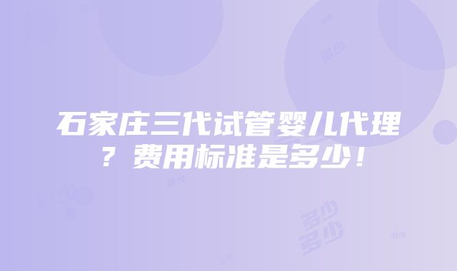 石家庄三代试管婴儿代理？费用标准是多少！