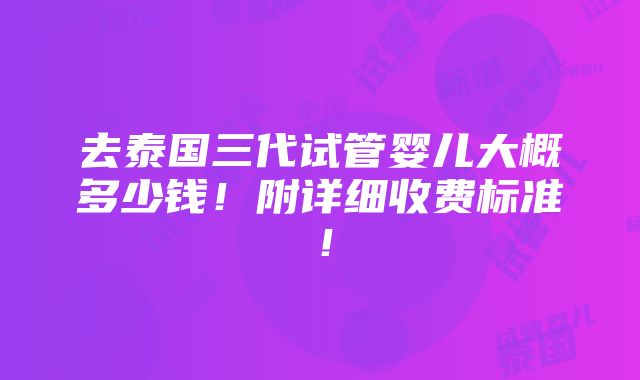 去泰国三代试管婴儿大概多少钱！附详细收费标准！