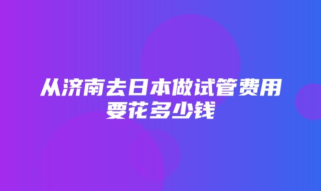 从济南去日本做试管费用要花多少钱