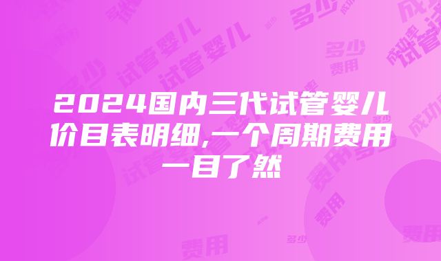 2024国内三代试管婴儿价目表明细,一个周期费用一目了然