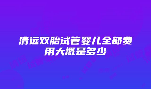 清远双胎试管婴儿全部费用大概是多少