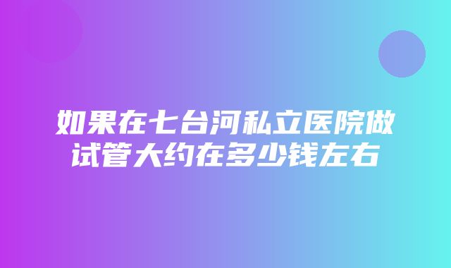 如果在七台河私立医院做试管大约在多少钱左右