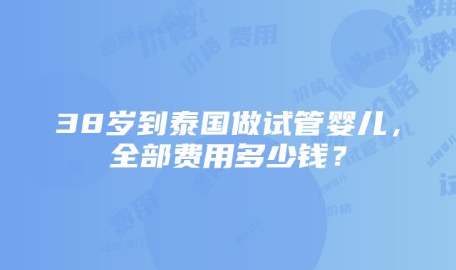 38岁到泰国做试管婴儿，全部费用多少钱？