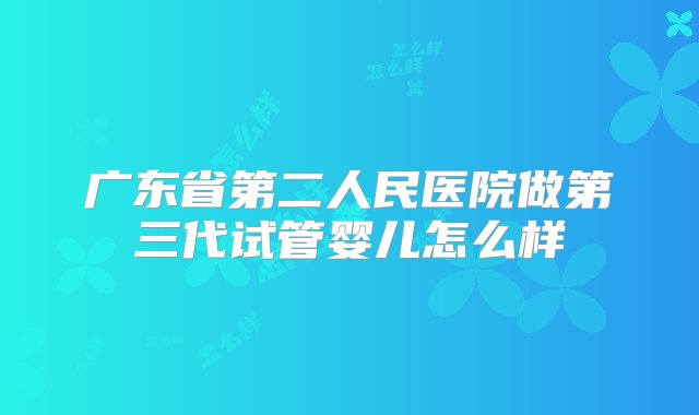 广东省第二人民医院做第三代试管婴儿怎么样