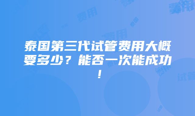 泰国第三代试管费用大概要多少？能否一次能成功！