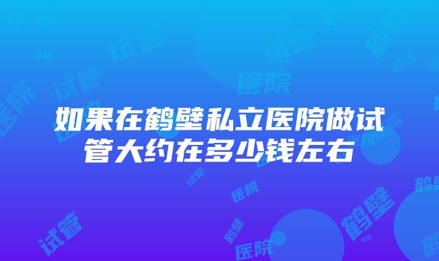 如果在鹤壁私立医院做试管大约在多少钱左右