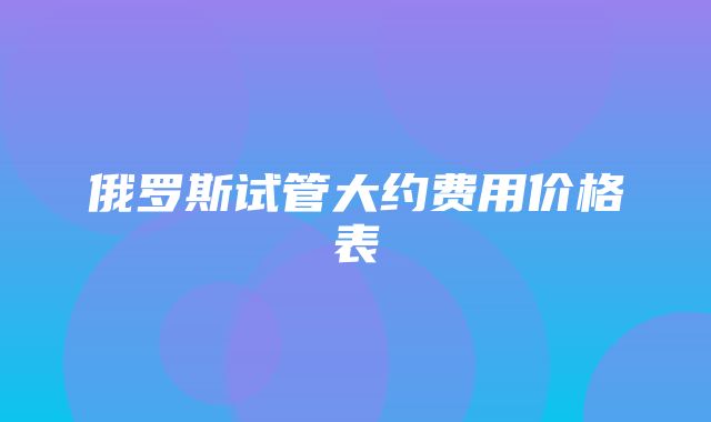 俄罗斯试管大约费用价格表