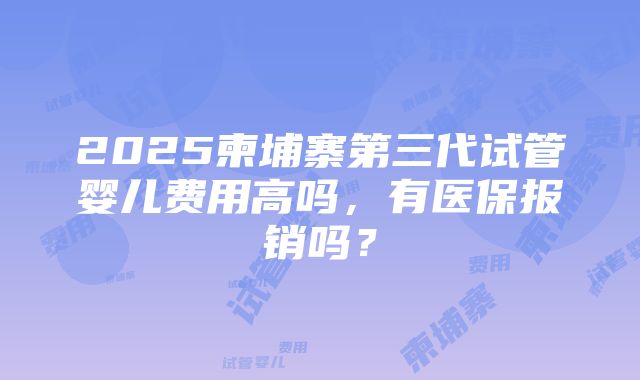 2025柬埔寨第三代试管婴儿费用高吗，有医保报销吗？