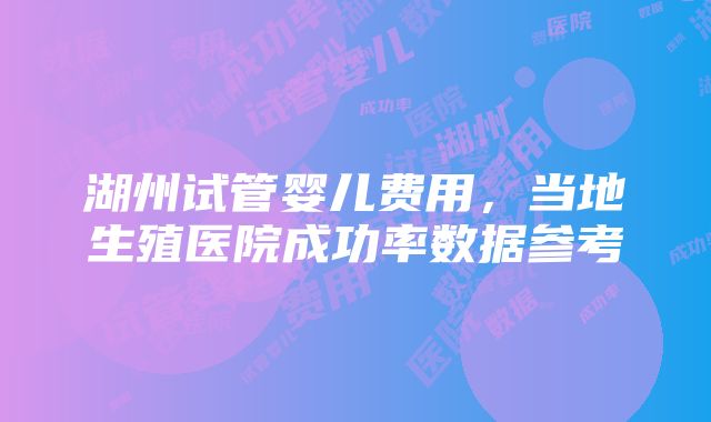 湖州试管婴儿费用，当地生殖医院成功率数据参考