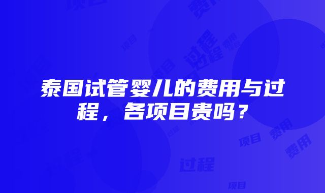 泰国试管婴儿的费用与过程，各项目贵吗？