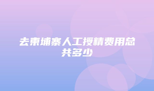 去柬埔寨人工授精费用总共多少