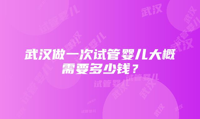 武汉做一次试管婴儿大概需要多少钱？