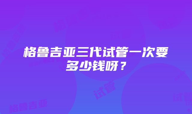 格鲁吉亚三代试管一次要多少钱呀？