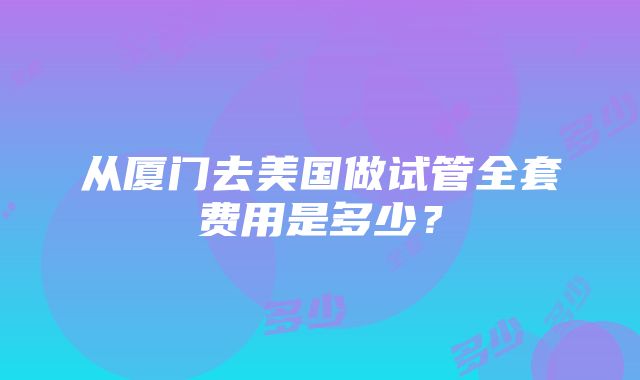 从厦门去美国做试管全套费用是多少？