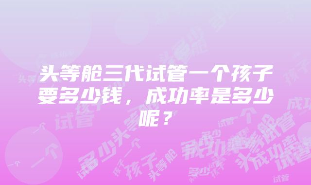 头等舱三代试管一个孩子要多少钱，成功率是多少呢？