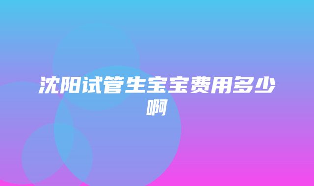 沈阳试管生宝宝费用多少啊