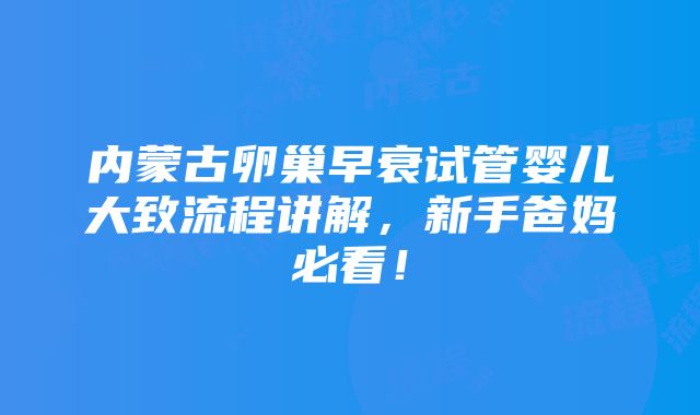 内蒙古卵巢早衰试管婴儿大致流程讲解，新手爸妈必看！