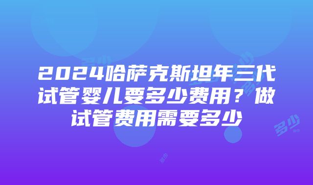 2024哈萨克斯坦年三代试管婴儿要多少费用？做试管费用需要多少