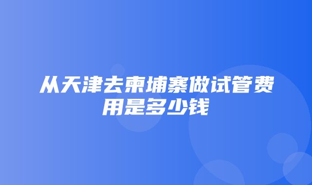 从天津去柬埔寨做试管费用是多少钱