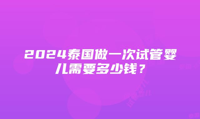 2024泰国做一次试管婴儿需要多少钱？