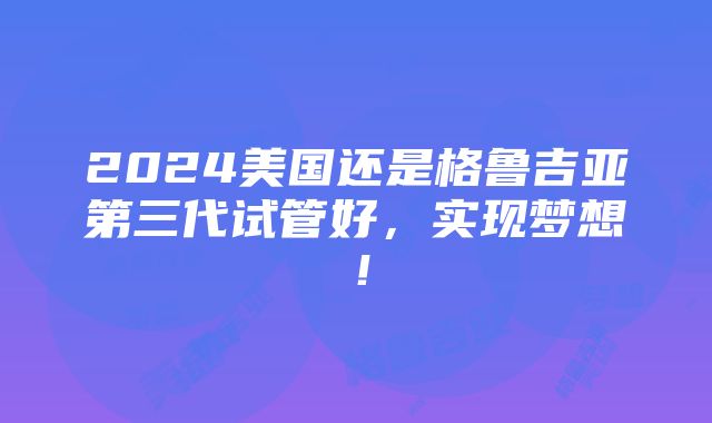 2024美国还是格鲁吉亚第三代试管好，实现梦想！