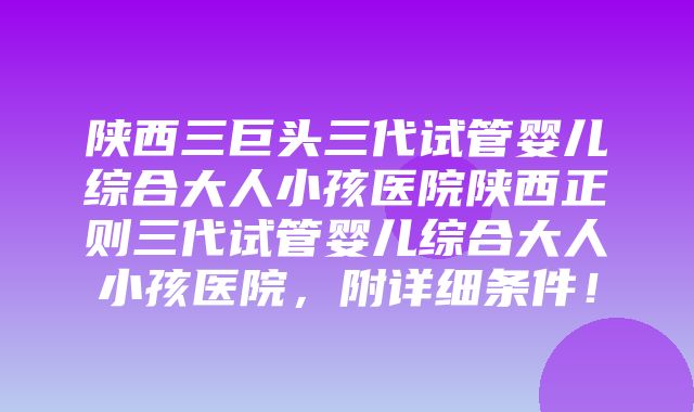 陕西三巨头三代试管婴儿综合大人小孩医院陕西正则三代试管婴儿综合大人小孩医院，附详细条件！