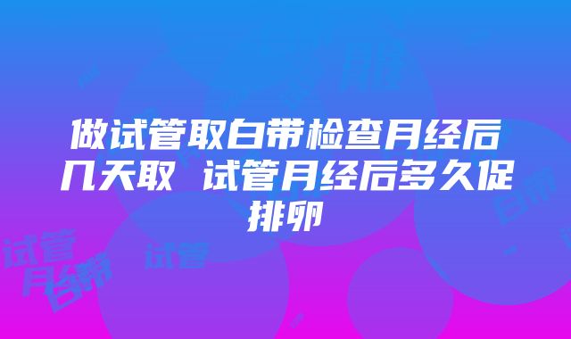 做试管取白带检查月经后几天取 试管月经后多久促排卵